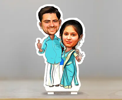 Caricature South Indian Couple